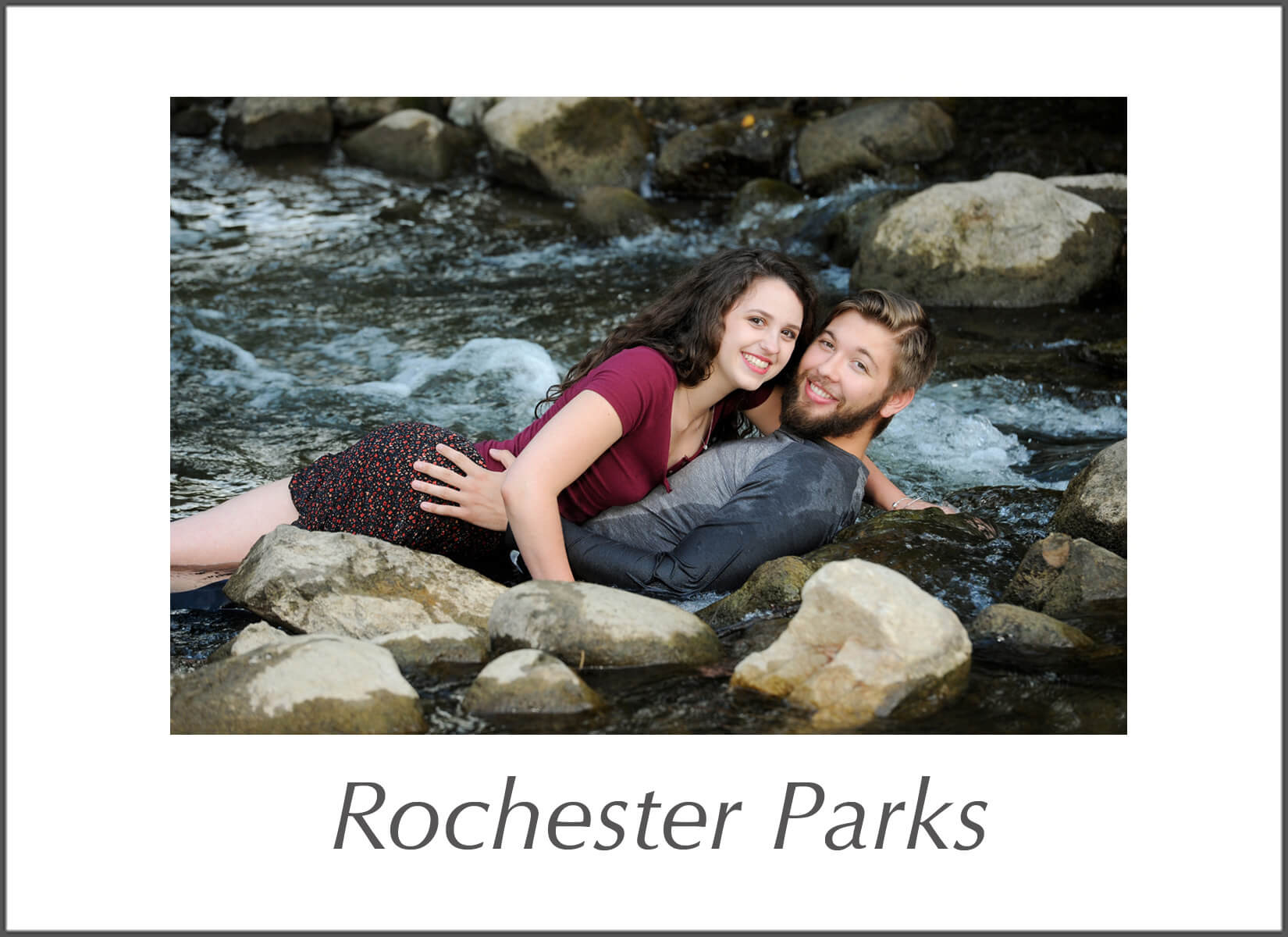 Michigan wedding photojournalist uses park and downtown Rochester in south east Michigan to photograph fun, candid style outdoor portrait sessions