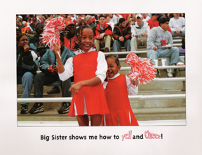 Michigan children's book author and illustrator has pages from the book big sister, little sister