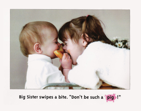Michigan children's book author and illustrator shows pages from the book big sister, little sister