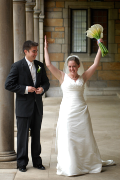 U of M bride signals touch down at her Ann Arbor wedding.