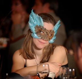 The Halloween themed wedding featured masks for guests.