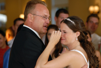 Bride tears up dancing with her father during her Lansing Michigan reception.