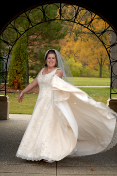 The bride gives it a twirl at a park in Michigan